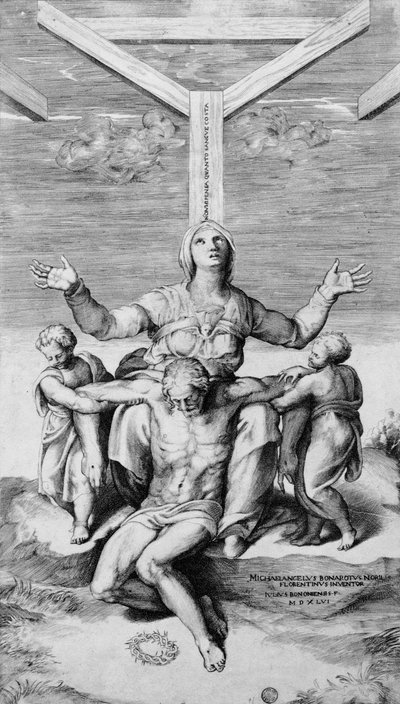 Pieta, engraved by Giulio Bonasone, 1556 by Michelangelo Buonarroti